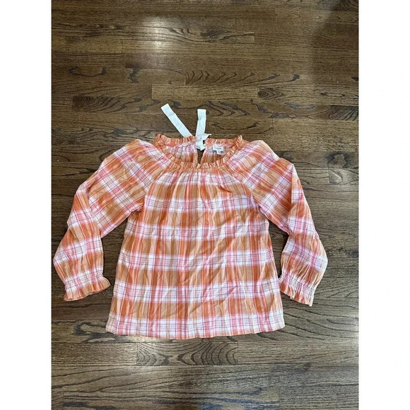J. Crew Smocked-neck Women's top in Spring plaid Color Size XS NWT S0600 - Picture 1 of 10